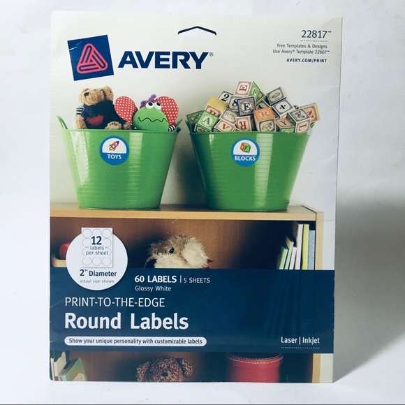 Avery 2" Round Labels for Laser Or Inkjet Printers, 58 Glossy White Labels 22817 - Picture 1 of 7